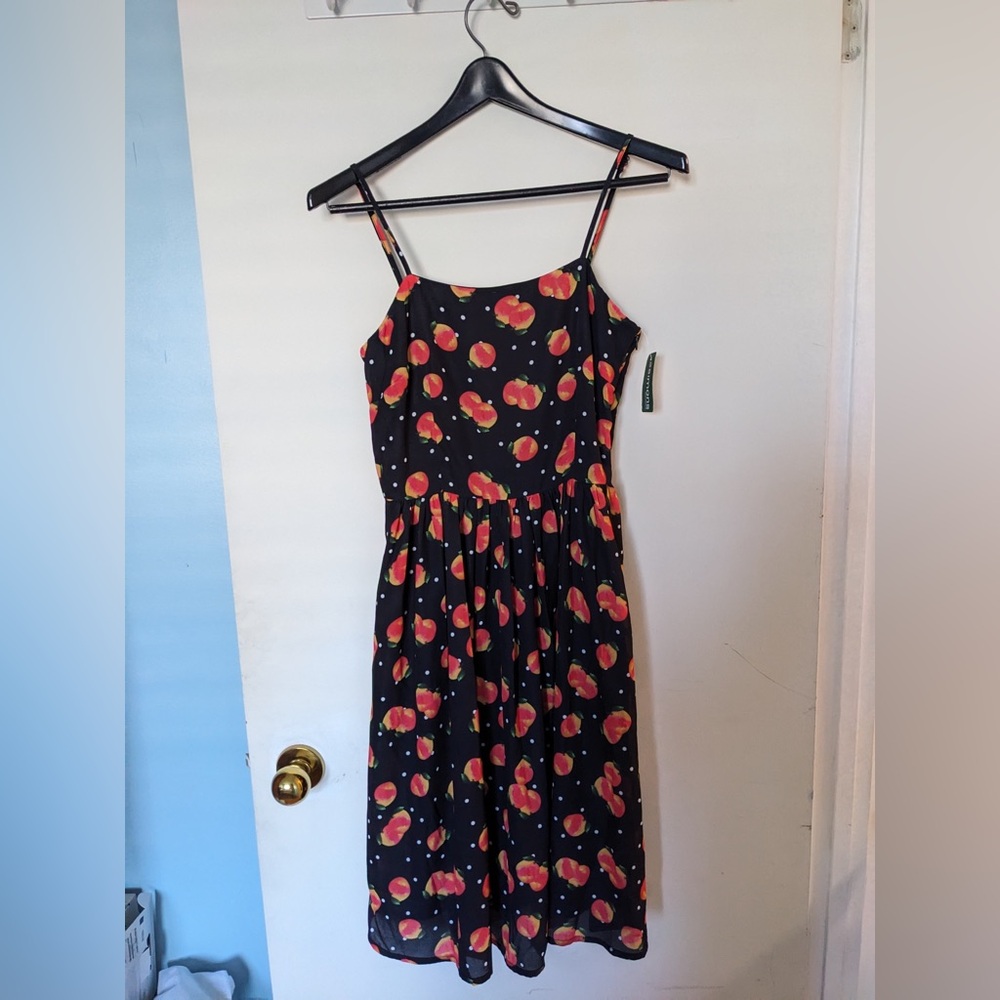 Black Dress with Peach Print size 2